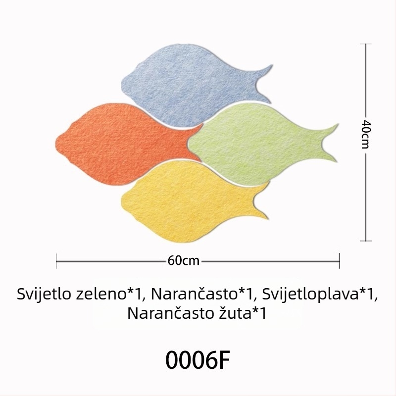 Trodimenzionalna filc naljepnica za zid s ribom | Poliester vlakno; Otporno na vlagu; Zaštita od prljavštine; Moderni minimalistički stil; 1 komad; Pogodno za dnevni boravak i spavaću sobu