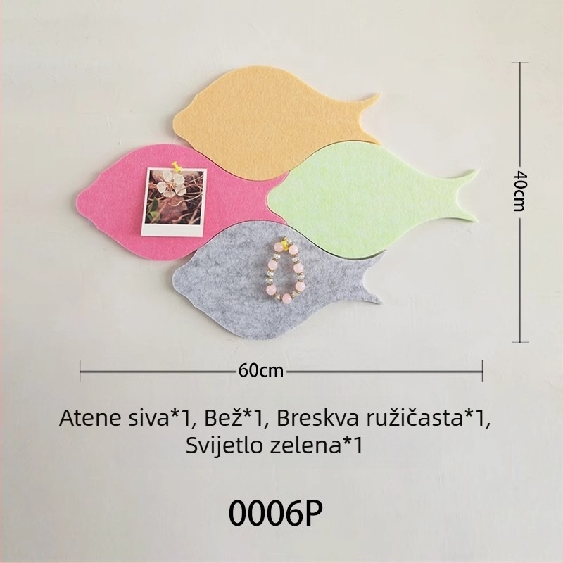 Trodimenzionalna filc naljepnica za zid s ribom | Poliester vlakno; Otporno na vlagu; Zaštita od prljavštine; Moderni minimalistički stil; 1 komad; Pogodno za dnevni boravak i spavaću sobu