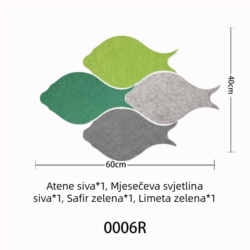 Trodimenzionalna filc naljepnica za zid s ribom | Poliester vlakno; Otporno na vlagu; Zaštita od prljavštine; Moderni minimalistički stil; 1 komad; Pogodno za dnevni boravak i spavaću sobu