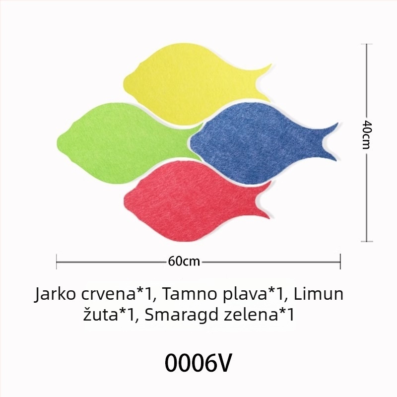 Trodimenzionalna filc naljepnica za zid s ribom | Poliester vlakno; Otporno na vlagu; Zaštita od prljavštine; Moderni minimalistički stil; 1 komad; Pogodno za dnevni boravak i spavaću sobu