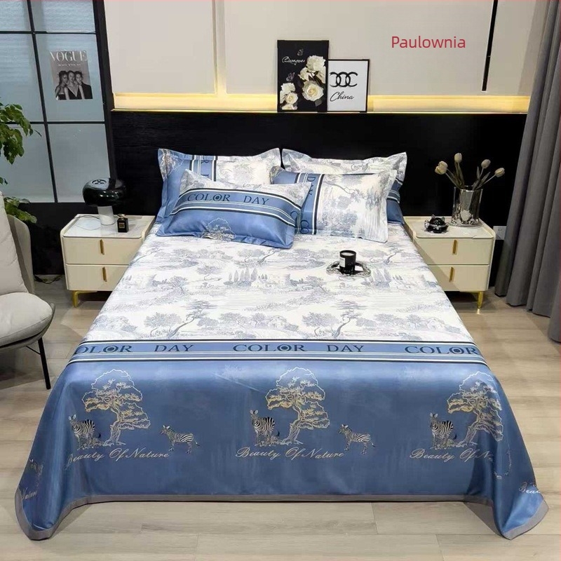 Set prostirki od ledene svile, sklopni pastoralni stil, otisak na tkanini, kemijska vlakna