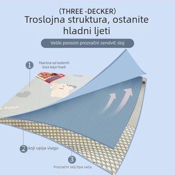 2026 Novi model A-kategorije Ice Silk Cooling Mat, Ice Rattan Mat – Trodjelni set za madrac s navlakom za madrac, strojno pranje