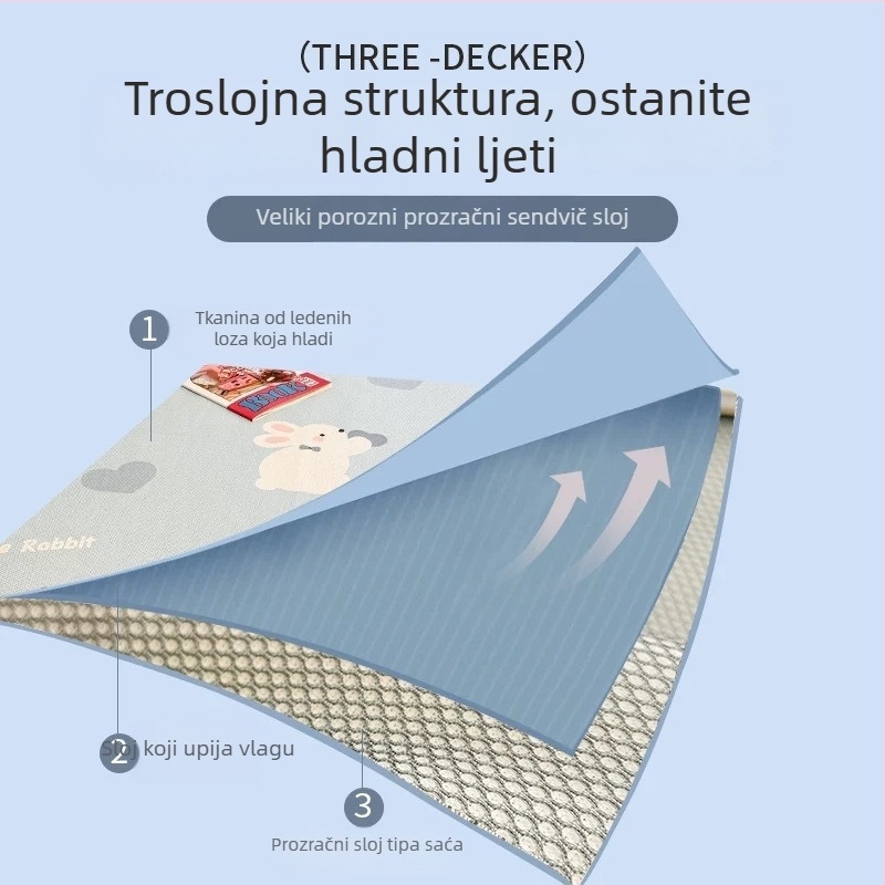 2026 Novi model A-kategorije Ice Silk Cooling Mat, Ice Rattan Mat – Trodjelni set za madrac s navlakom za madrac, strojno pranje