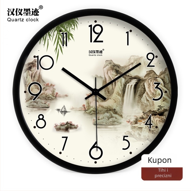 Zidni sat s metalnim kućištem, PVC brojčanik, solarni mehanizam, napajanje baterijom, Ming–Qing klasični stil