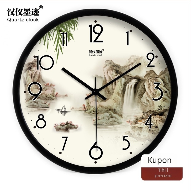 Zidni sat s metalnim kućištem, PVC brojčanik, solarni mehanizam, napajanje baterijom, Ming–Qing klasični stil