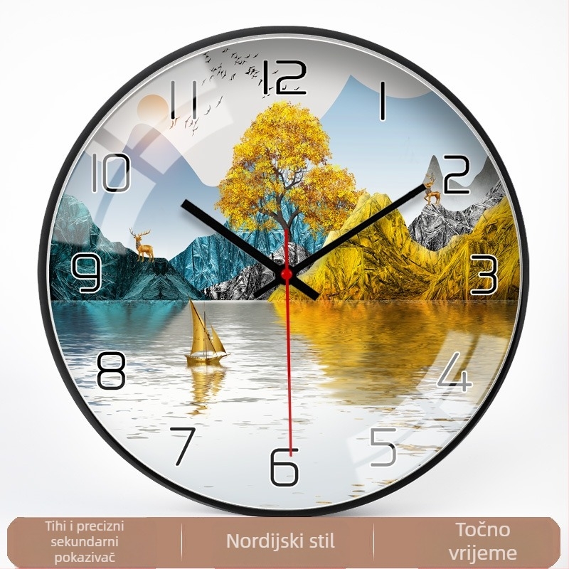 Zidni sat s metalnim kućištem, PVC brojčanik, solarni mehanizam, napajanje baterijom, Ming–Qing klasični stil