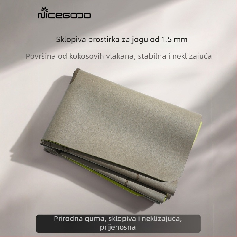 Sklopiva prostirka za jogu od prirodnog kaučuka, protivklizna PU površina, profesionalna, prijenosna, tanka
