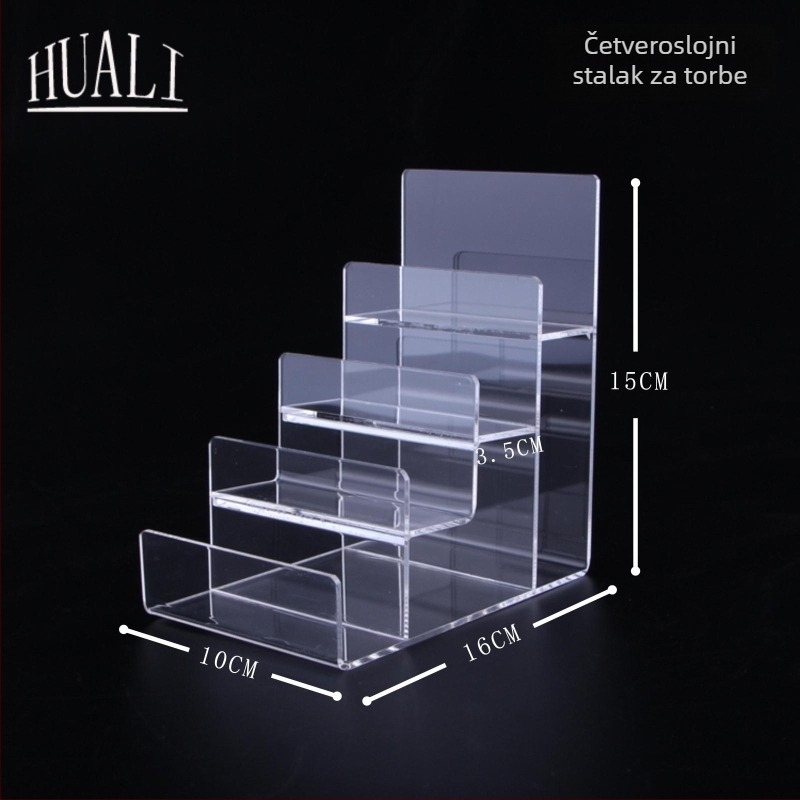 Stalak za izlaganje novčanika i torbica, dvostruki sloj, injekcijsko oblikovanje, gipso kućište, u obliku ljestvice