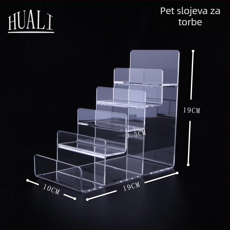 Stalak za izlaganje novčanika i torbica, dvostruki sloj, injekcijsko oblikovanje, gipso kućište, u obliku ljestvice