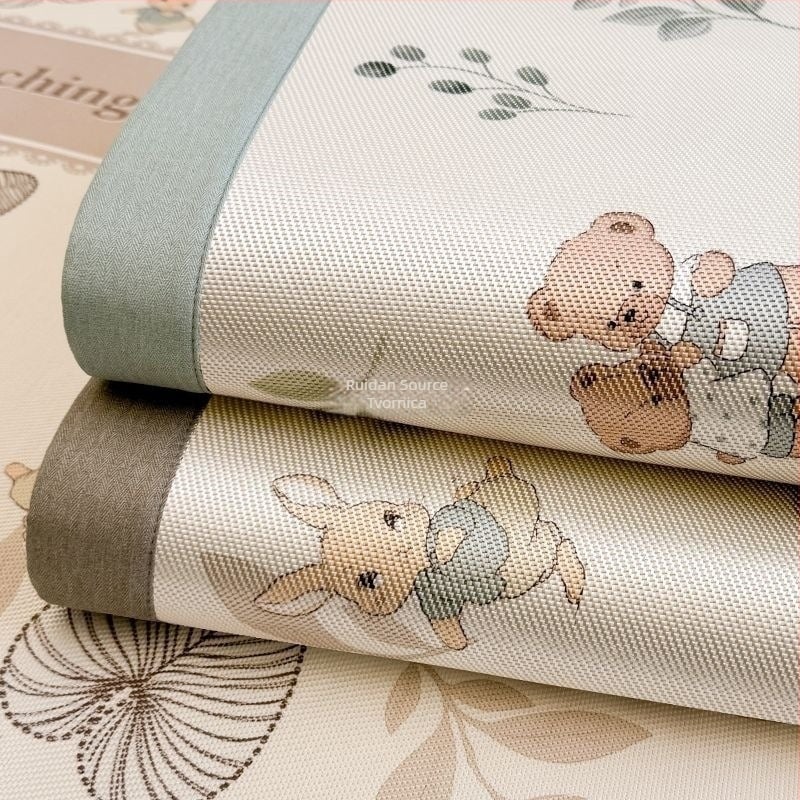 RUIDAN Set mat Ice Silk + Rattan, Sklopni cartoon stil, Tisak tkanje, Strojno pranje