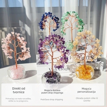 Kristalno drvo novca – stolna dekoracija, materijal Crystal Macadam, kategorija kristalni kamen, stil moderni minimalistički