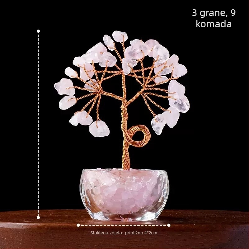 Kristalno drvo novca – stolna dekoracija, materijal Crystal Macadam, kategorija kristalni kamen, stil moderni minimalistički