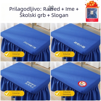 Vodootporna stolna navlaka za učenike osnovne i srednje škole, pravokutnog oblika, uključuje navlaku za stol, navlaku za stolicu i navlaku za naslon, mogućnost otiska