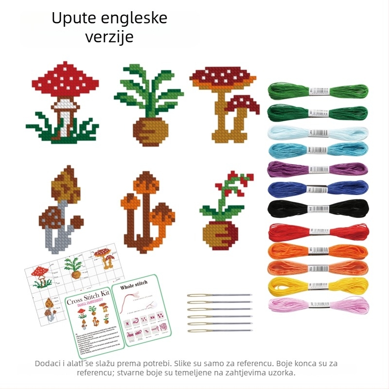 Križićno šivanje za početnike – DIY set, platno 11CT, uzorak cvijeće i lišće