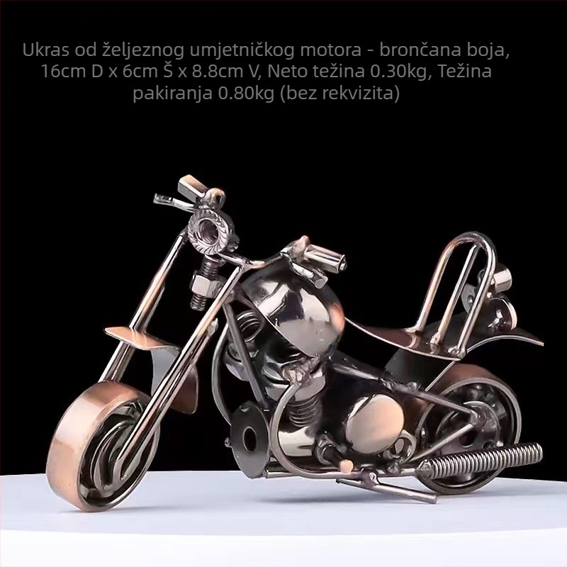 Industrijski stil metalni model motocikla – ukras za dnevni boravak; završna obrada: elektroplatiranje; bez prilagođavanja