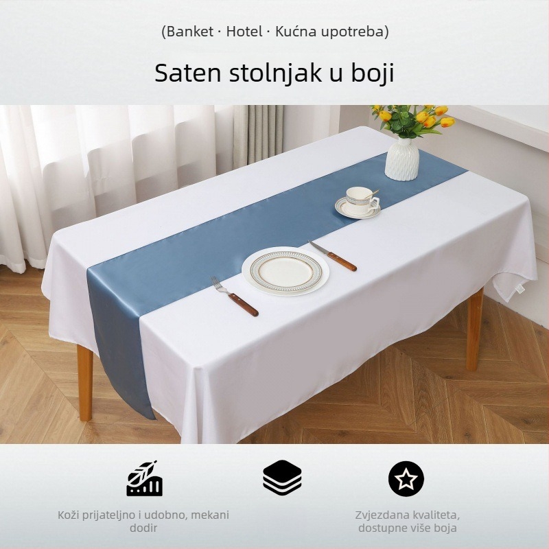 Stolni runner sa satenskim sjajem | Poliester 95% / 5% drugih vlakana | Jednobojni uzorak | Mogućnost prilagodbe