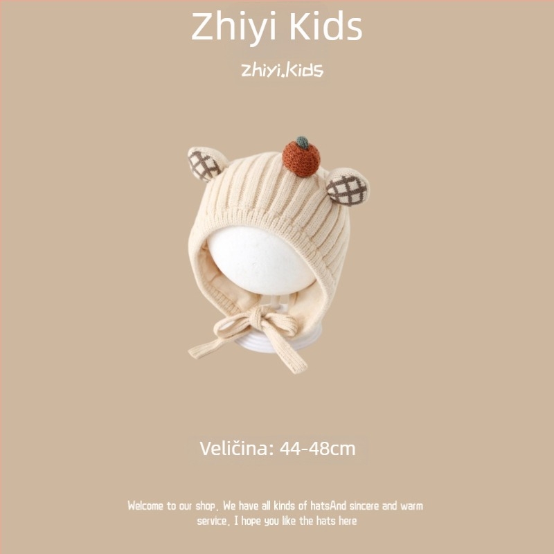 Unisex vunena kapa s zaštitom za uši za bebe i malu djecu, korejski stil, sladak dizajn, zimska toplina