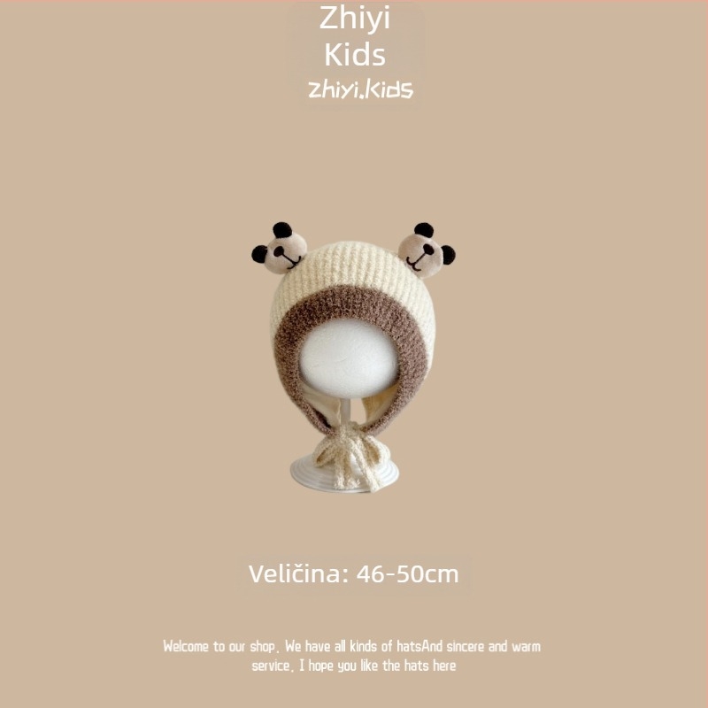 Unisex vunena kapa s zaštitom za uši za bebe i malu djecu, korejski stil, sladak dizajn, zimska toplina
