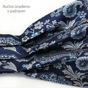 Korejski stil muški šal za ovratnik s motivom Cashew Flower – brit retro stil, poliester, warp-knit, širina 15 cm