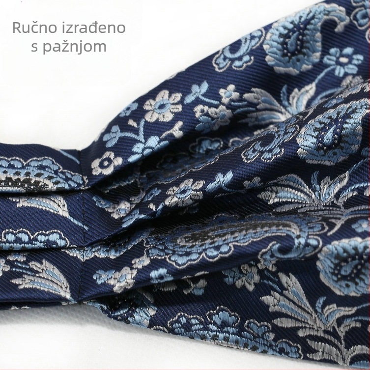 Korejski stil muški šal za ovratnik s motivom Cashew Flower – brit retro stil, poliester, warp-knit, širina 15 cm