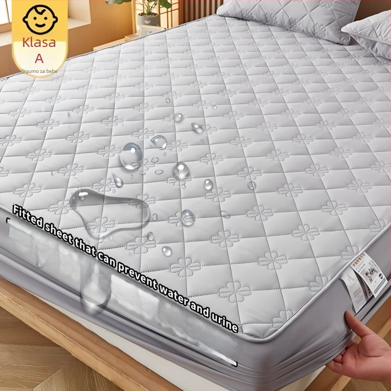 Antibakterijski pamuk s gumicom, vodootporna barijera protiv urina i prešivani madrac zaštitnik — jednodijelni pokrov za krevetić, pogodan za bebe