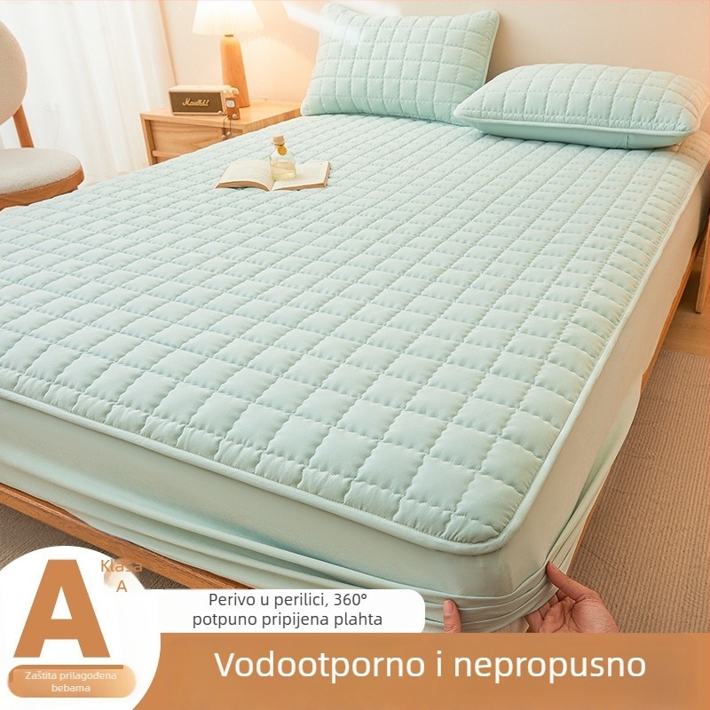 Antibakterijski pamuk s gumicom, vodootporna barijera protiv urina i prešivani madrac zaštitnik — jednodijelni pokrov za krevetić, pogodan za bebe