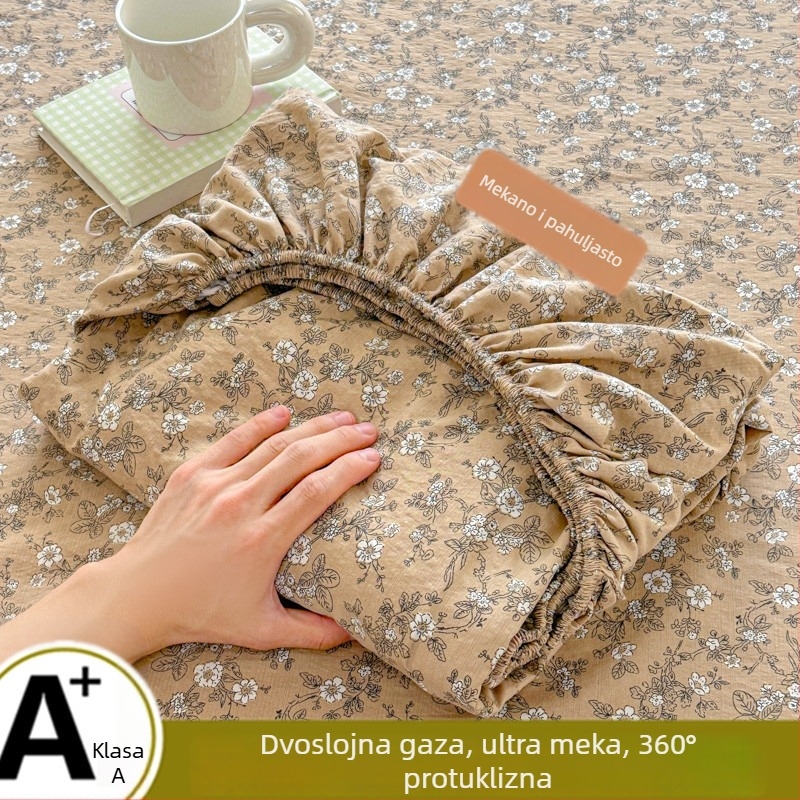 Floralno ispisana navlaka za madrac s elastičnim rubom, 1,8 m, dječja sigurnost, oprana pamuk, pastoralni stil