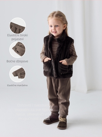 Dječje hlače od pamuka, svestran stil, srednji pojas s elastikom, karikatura print