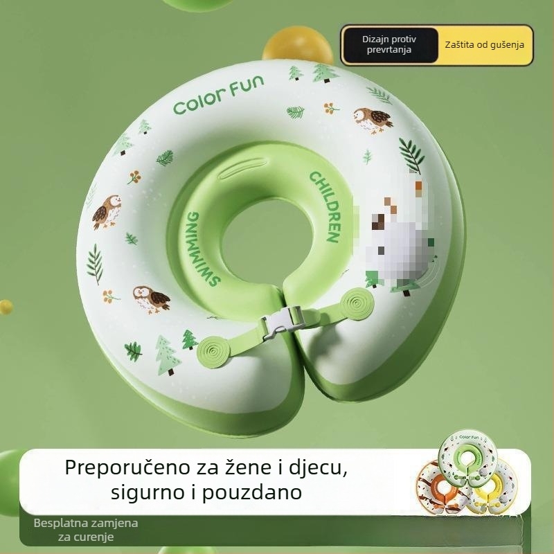 Dječji plivački prsten za vrat za kupanje – PVC, jednofarbni uzorak, za djecu