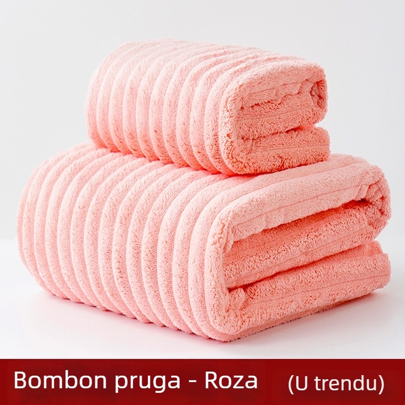 Set ručnika za kupanje od koralnog fleecea, visoke gustoće, apsorpcijski, ručnik za zamatanje