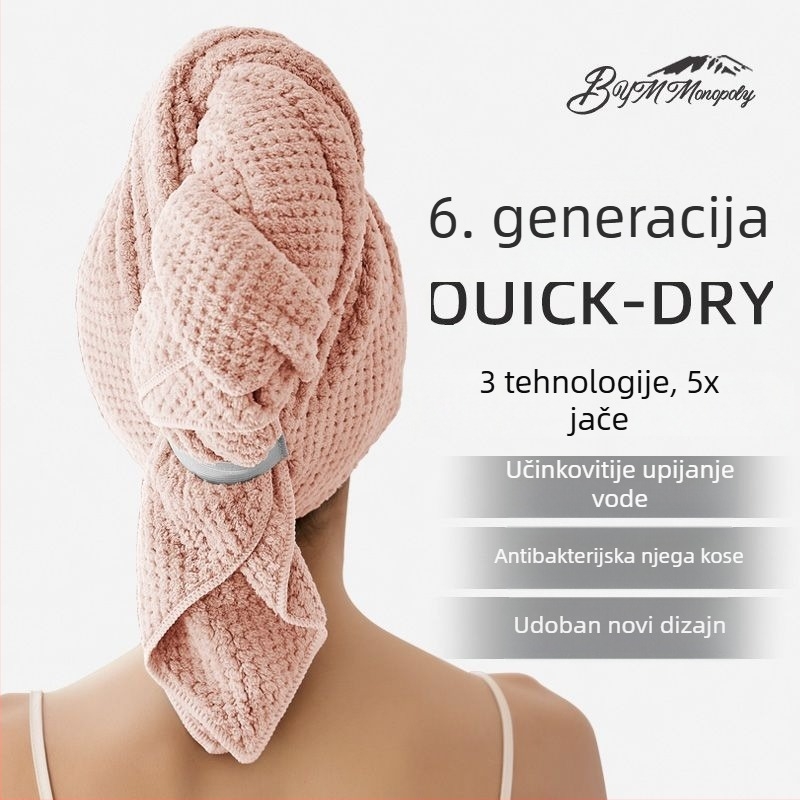 Ženski brzi turban za sušenje kose za ljeto, tanak, prozračan, produžen, upija vlagu, antibakterijski, za dugu kosu