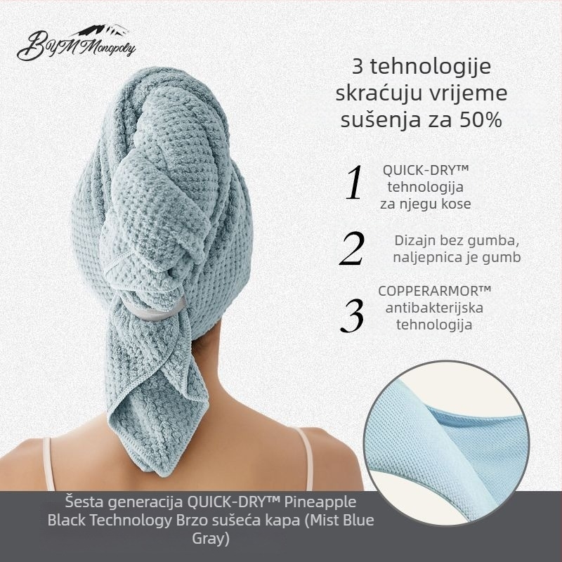 Ženski brzi turban za sušenje kose za ljeto, tanak, prozračan, produžen, upija vlagu, antibakterijski, za dugu kosu