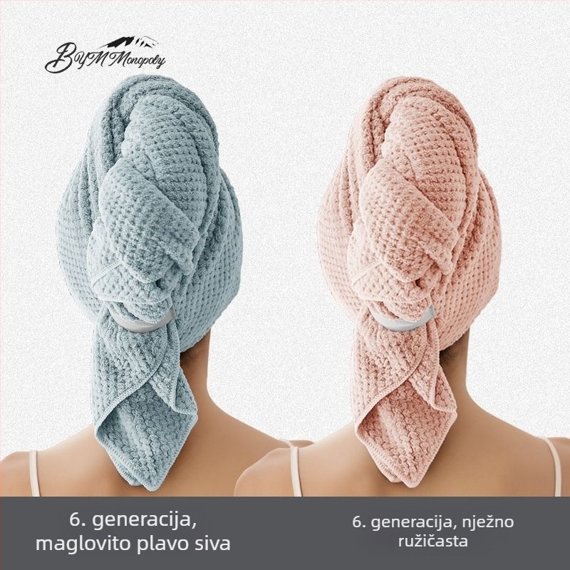 Ženski brzi turban za sušenje kose za ljeto, tanak, prozračan, produžen, upija vlagu, antibakterijski, za dugu kosu