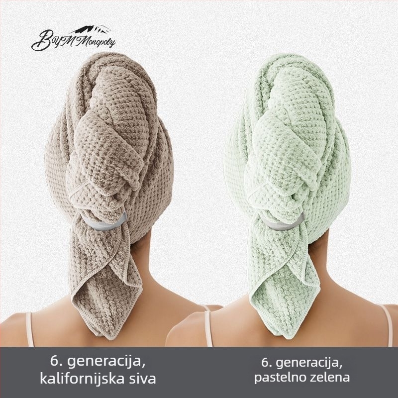 Ženski brzi turban za sušenje kose za ljeto, tanak, prozračan, produžen, upija vlagu, antibakterijski, za dugu kosu
