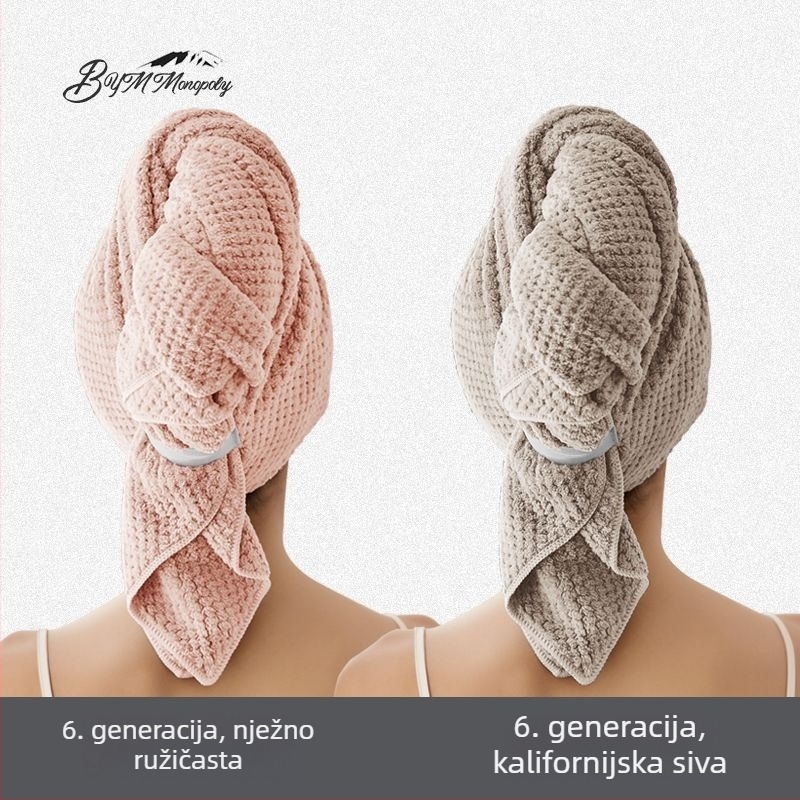 Ženski brzi turban za sušenje kose za ljeto, tanak, prozračan, produžen, upija vlagu, antibakterijski, za dugu kosu