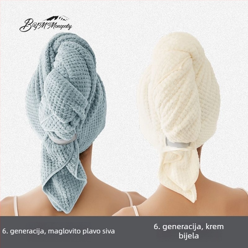 Ženski brzi turban za sušenje kose za ljeto, tanak, prozračan, produžen, upija vlagu, antibakterijski, za dugu kosu
