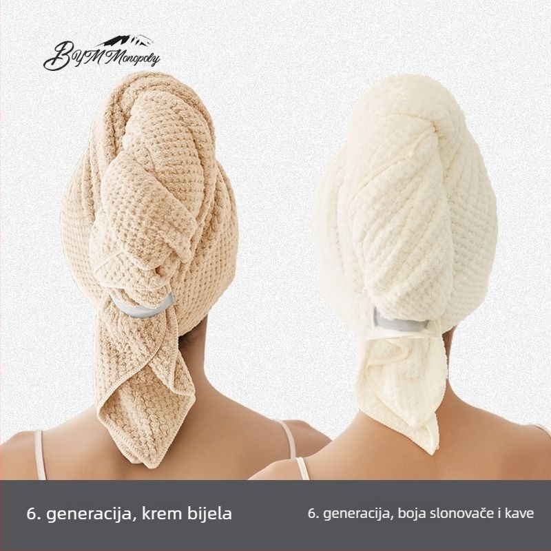 Ženski brzi turban za sušenje kose za ljeto, tanak, prozračan, produžen, upija vlagu, antibakterijski, za dugu kosu