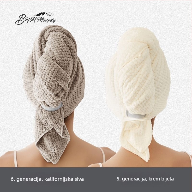 Ženski brzi turban za sušenje kose za ljeto, tanak, prozračan, produžen, upija vlagu, antibakterijski, za dugu kosu