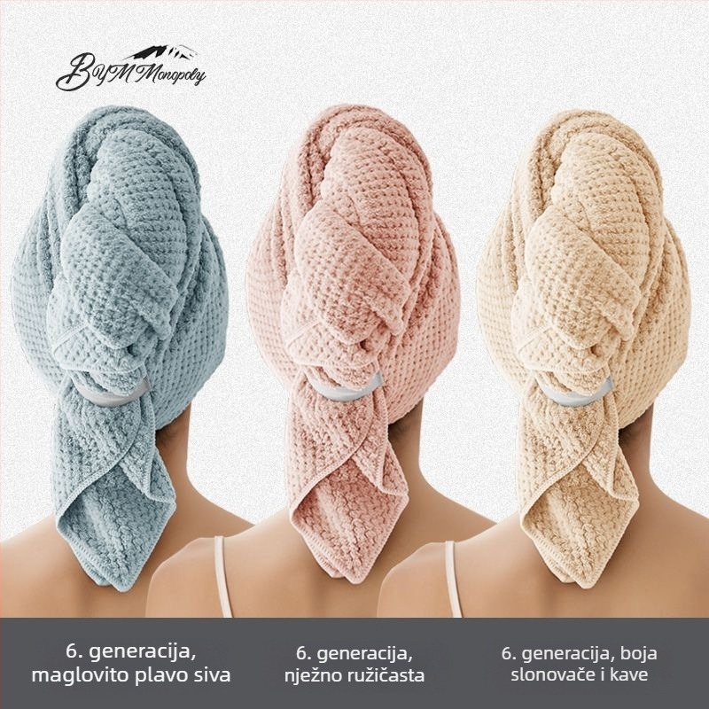 Ženski brzi turban za sušenje kose za ljeto, tanak, prozračan, produžen, upija vlagu, antibakterijski, za dugu kosu