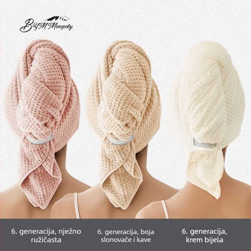 Ženski brzi turban za sušenje kose za ljeto, tanak, prozračan, produžen, upija vlagu, antibakterijski, za dugu kosu