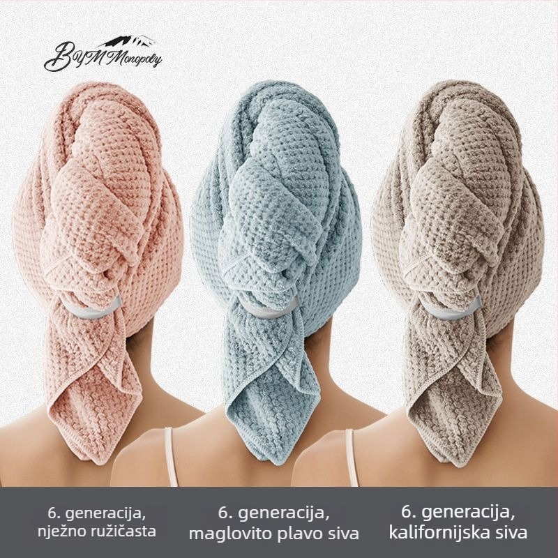 Ženski brzi turban za sušenje kose za ljeto, tanak, prozračan, produžen, upija vlagu, antibakterijski, za dugu kosu