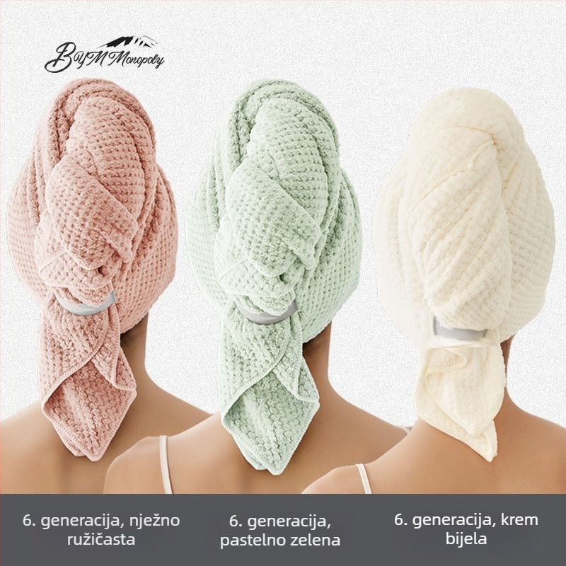 Ženski brzi turban za sušenje kose za ljeto, tanak, prozračan, produžen, upija vlagu, antibakterijski, za dugu kosu