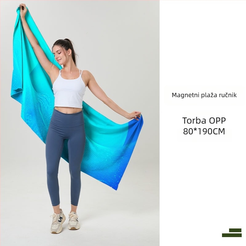 Magnetski ručnik od mikrovlakana, 200–300 g, 16 vlakana, šiveno, višestruka uporaba za planinarenje, fitness, kampiranje, plažu, plivanje
