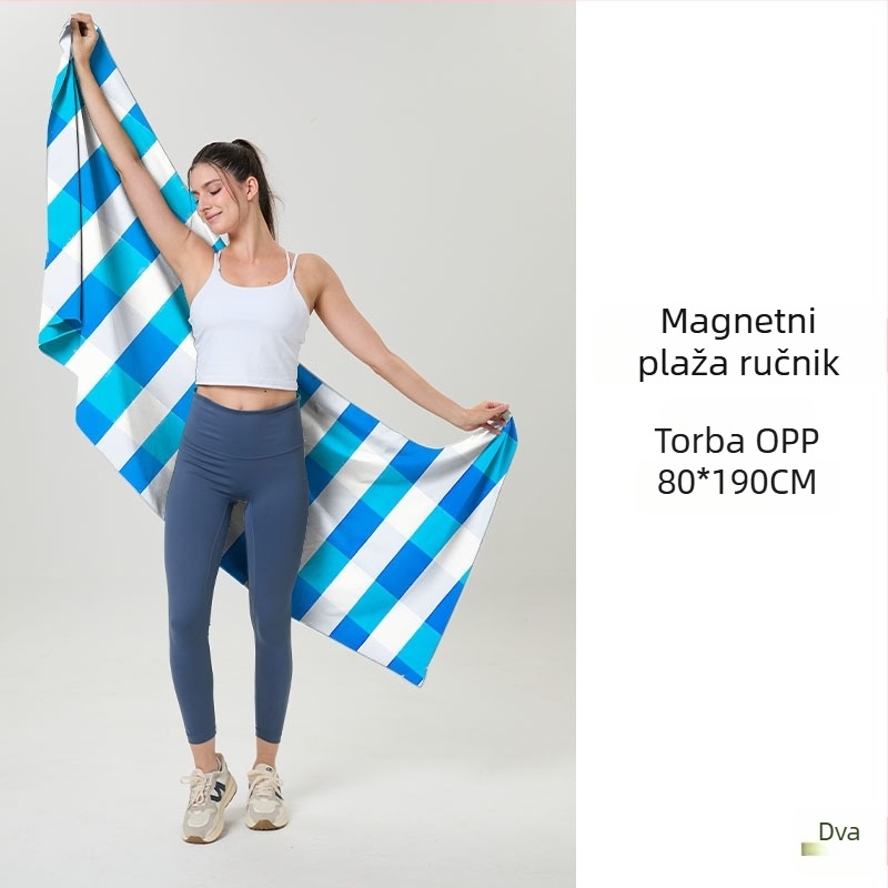 Magnetski ručnik od mikrovlakana, 200–300 g, 16 vlakana, šiveno, višestruka uporaba za planinarenje, fitness, kampiranje, plažu, plivanje