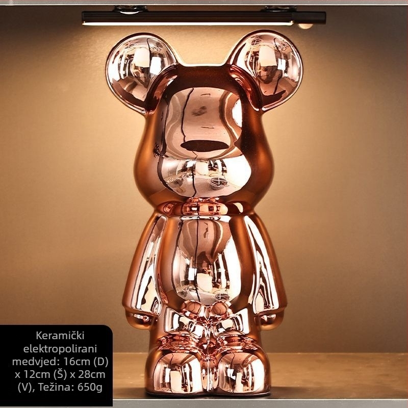Set keramičkih figura medvjeda s elektroplating završnom obradom, svijetao luksuzni stil, prilagodljiv dom dekor