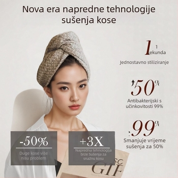 Kapa za sušenje kose od mikrovlakana s jacquard uzorkom wafla, 120–139 g