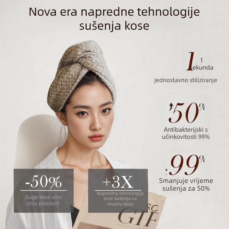 Kapa za sušenje kose od mikrovlakana s jacquard uzorkom wafla, 120–139 g