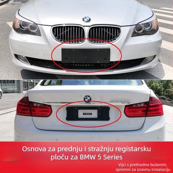 BMW 5 Series prednja i stražnja baza za registarsku pločicu s nosačima i GT okvirom