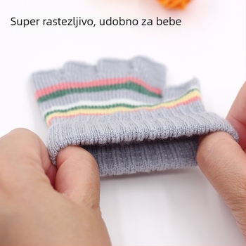 Pletene rukavice s pola prsta za bebe od 0 do 3 godine, prugaste tople rukavice za zimu, proljeće i jesen
