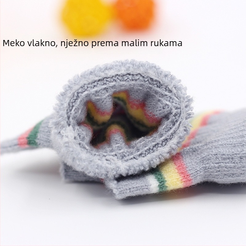 Pletene rukavice s pola prsta za bebe od 0 do 3 godine, prugaste tople rukavice za zimu, proljeće i jesen